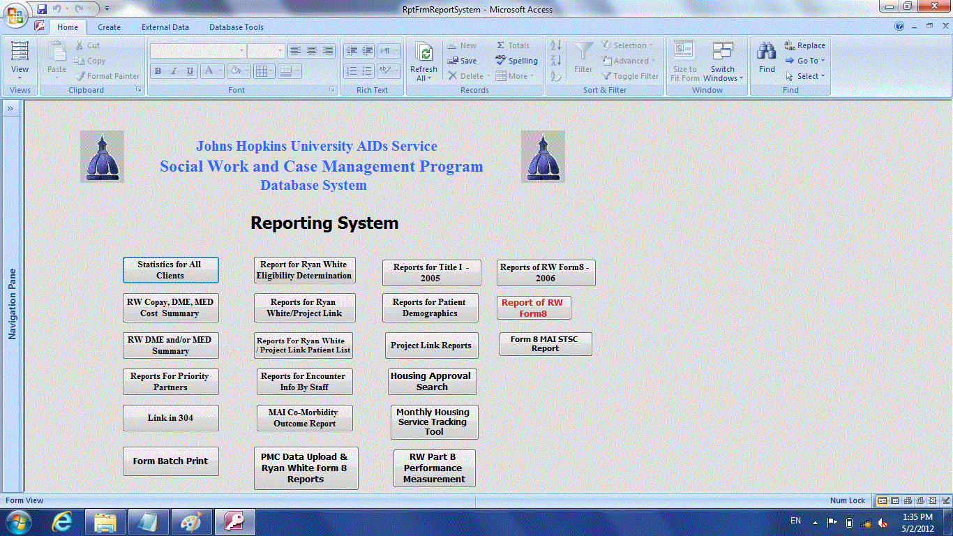 Johns Hopkins Adult HIV Ryan White Data System